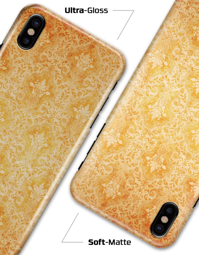 Grunge Orange Damask Pattern - iPhone X Clipit Case