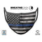 Grunge Patriotic American Flag with Thin Blue Line V3 - Made in USA Mouth Cover Unisex Anti-Dust Cotton Blend Reusable & Washable Face Mask with Adjustable Sizing for Adult or Child
