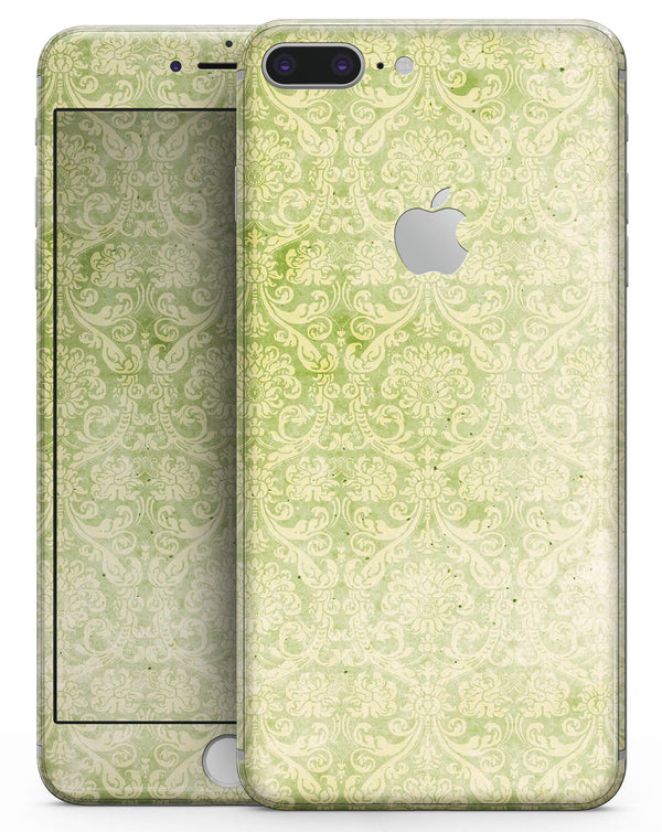 Grunge green Yellow Damask Pattern - Skin-kit for the iPhone 8 or 8 Plus