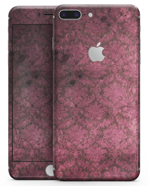 Grungy Black and Maroon Damask Pattern - Skin-kit for the iPhone 8 or 8 Plus
