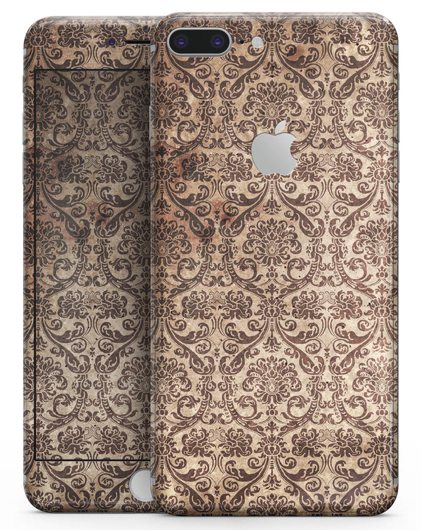 Grungy Brown and Tan Horizontal Rococo Pattern - Skin-kit for the iPhone 8 or 8 Plus