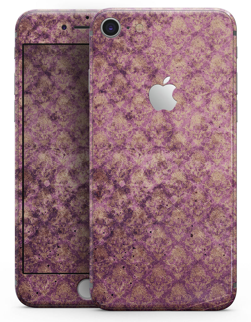 Grungy Burgundy Royal Pattern - Skin-kit for the iPhone 8 or 8 Plus