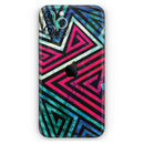 Grungy Neon Triangular Zig Zag Shapes - Skin-Kit compatible with the Apple iPhone 12, 12 Pro Max, 12 Mini, 11 Pro or 11 Pro Max (All iPhones Available)