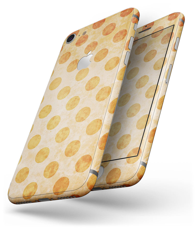 Grungy Orange Polka Dots Over Muted Coral - Skin-kit for the iPhone 8 or 8 Plus