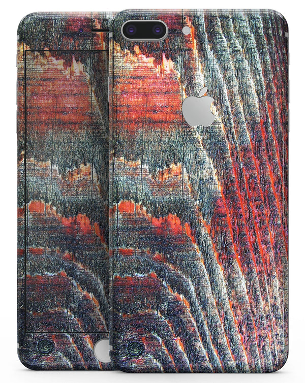 Grungy Orange and Teal Dyed Wood Surface - Skin-kit for the iPhone 8 or 8 Plus
