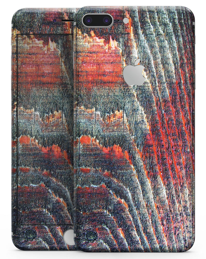 Grungy Orange and Teal Dyed Wood Surface - Skin-kit for the iPhone 8 or 8 Plus