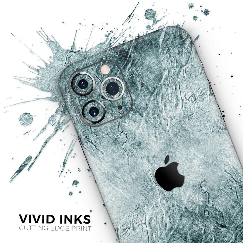 Grungy Teal Wavy Abstract Surface - Skin-Kit compatible with the Apple iPhone 12, 12 Pro Max, 12 Mini, 11 Pro or 11 Pro Max (All iPhones Available)