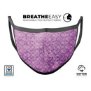 Grungy Violet Damask Pattern - Made in USA Mouth Cover Unisex Anti-Dust Cotton Blend Reusable & Washable Face Mask with Adjustable Sizing for Adult or Child