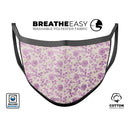 Grungy Violet Wildflower Pattern - Made in USA Mouth Cover Unisex Anti-Dust Cotton Blend Reusable & Washable Face Mask with Adjustable Sizing for Adult or Child