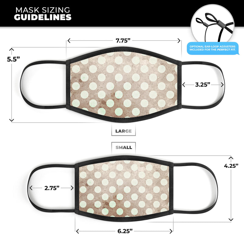 Grungy brown and White Polka Dots - Made in USA Mouth Cover Unisex Anti-Dust Cotton Blend Reusable & Washable Face Mask with Adjustable Sizing for Adult or Child