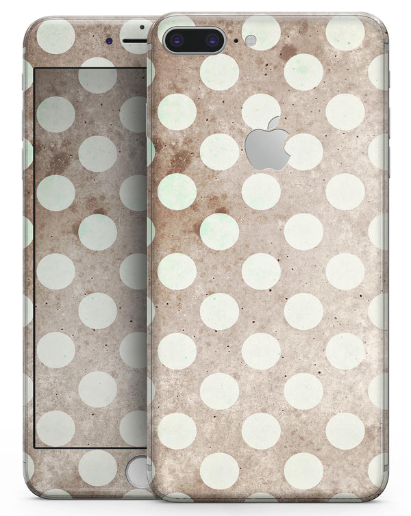 Grungy brown and White Polka Dots - Skin-kit for the iPhone 8 or 8 Plus