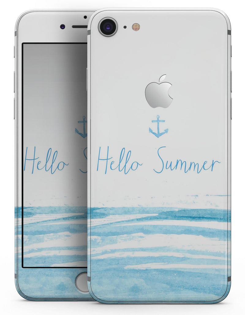 Hello Summer Anchor Watercolor Blue V1 - Skin-kit for the iPhone 8 or 8 Plus