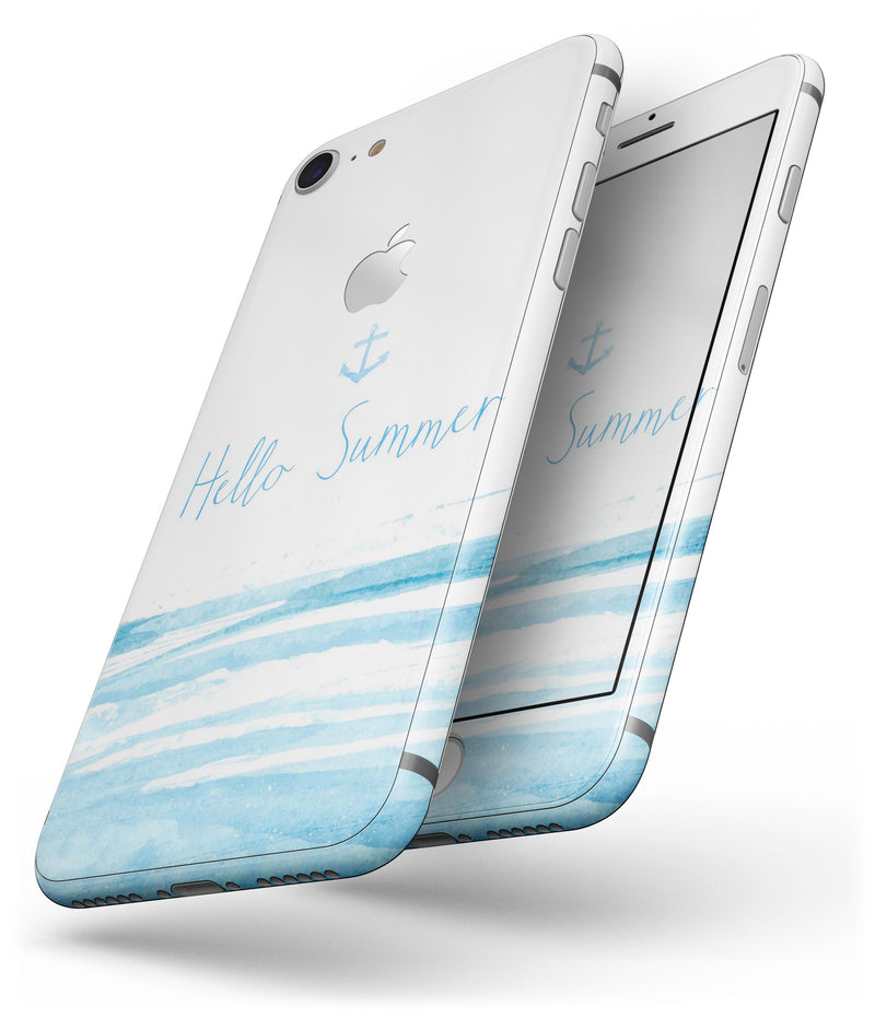 Hello Summer Anchor Watercolor Blue V1 - Skin-kit for the iPhone 8 or 8 Plus