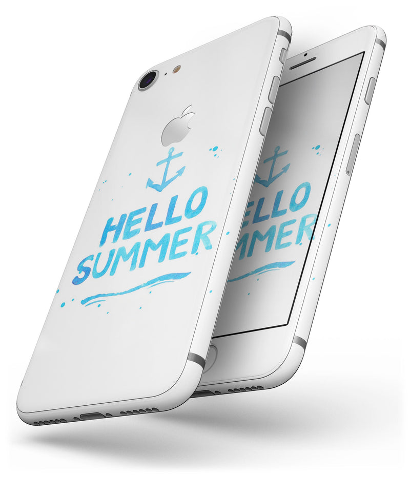 Hello Summer Blue Watercolor Anchor V1 - Skin-kit for the iPhone 8 or 8 Plus
