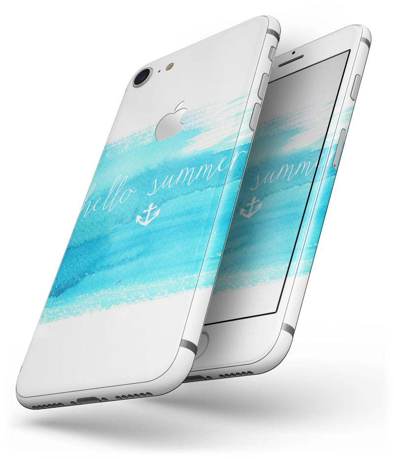 Hello Summer Blue Watercolor Anchor V2 - Skin-kit for the iPhone 8 or 8 Plus