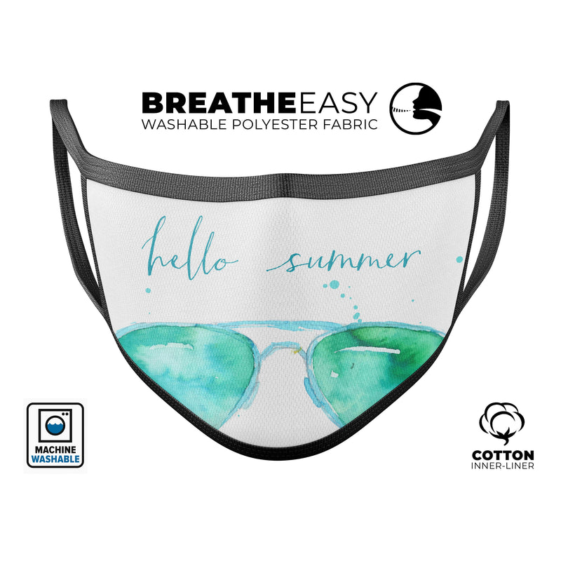 Hello Summer Sunglasses - Made in USA Mouth Cover Unisex Anti-Dust Cotton Blend Reusable & Washable Face Mask with Adjustable Sizing for Adult or Child