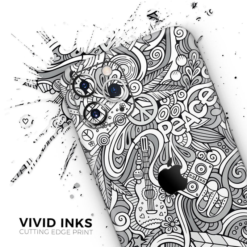 Hippie Dippie Doodles - Skin-Kit compatible with the Apple iPhone 12, 12 Pro Max, 12 Mini, 11 Pro or 11 Pro Max (All iPhones Available)