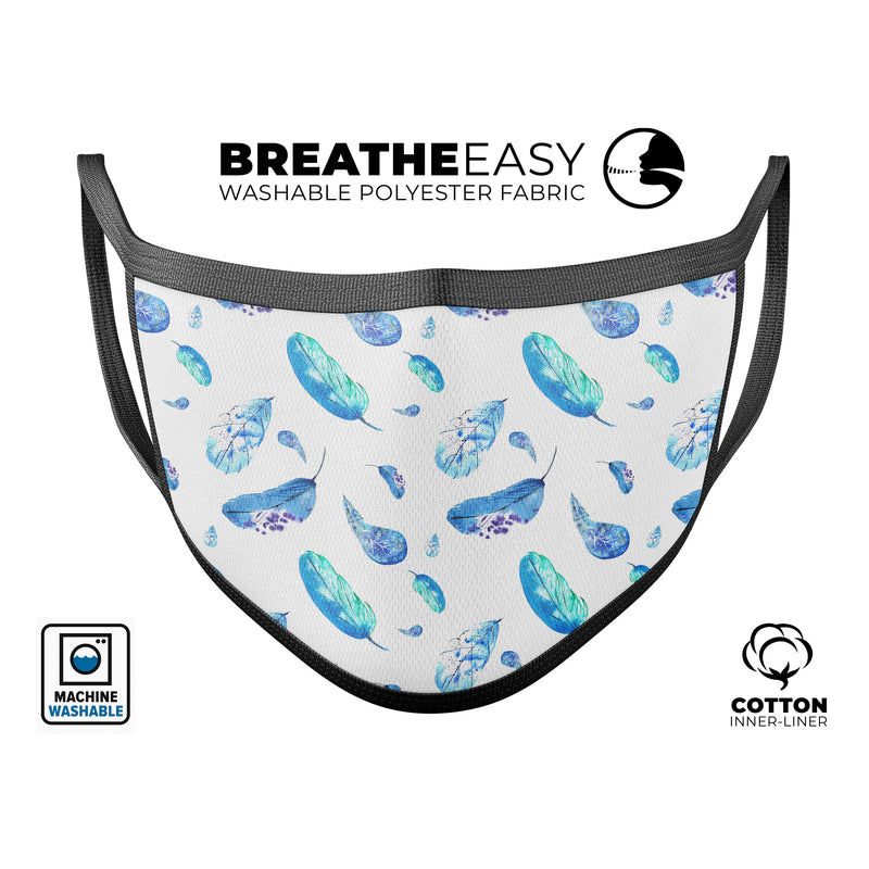 Hipster Feather Pattern - Made in USA Mouth Cover Unisex Anti-Dust Cotton Blend Reusable & Washable Face Mask with Adjustable Sizing for Adult or Child