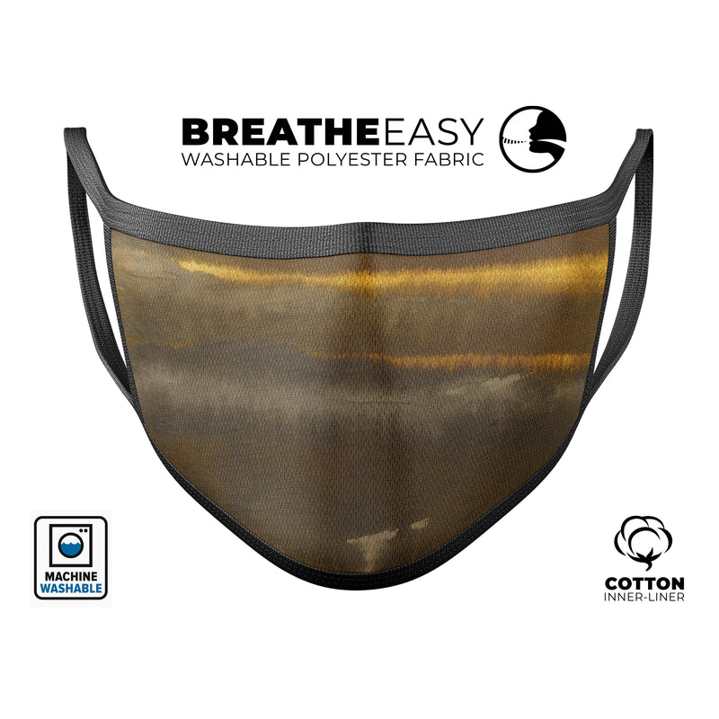 Horizontal Gold Landscape - Made in USA Mouth Cover Unisex Anti-Dust Cotton Blend Reusable & Washable Face Mask with Adjustable Sizing for Adult or Child