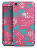 Hot Pink Letters With Teal Green Leaves - Skin-kit for the iPhone 8 or 8 Plus