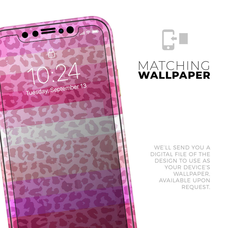 Hot Pink Striped Cheetah Print - Skin-Kit compatible with the Apple iPhone 12, 12 Pro Max, 12 Mini, 11 Pro or 11 Pro Max (All iPhones Available)