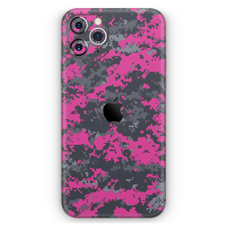 Hot Pink and Gray Digital Camouflage - Skin-Kit compatible with the Apple iPhone 12, 12 Pro Max, 12 Mini, 11 Pro or 11 Pro Max (All iPhones Available)