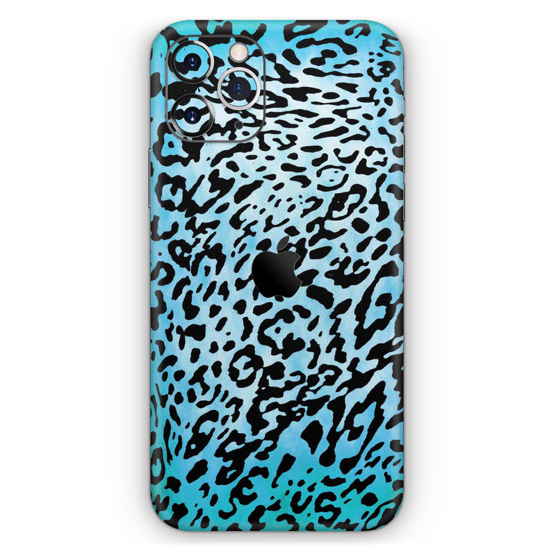 Hot Teal Cheetah Animal Print - Skin-Kit compatible with the Apple iPhone 12, 12 Pro Max, 12 Mini, 11 Pro or 11 Pro Max (All iPhones Available)