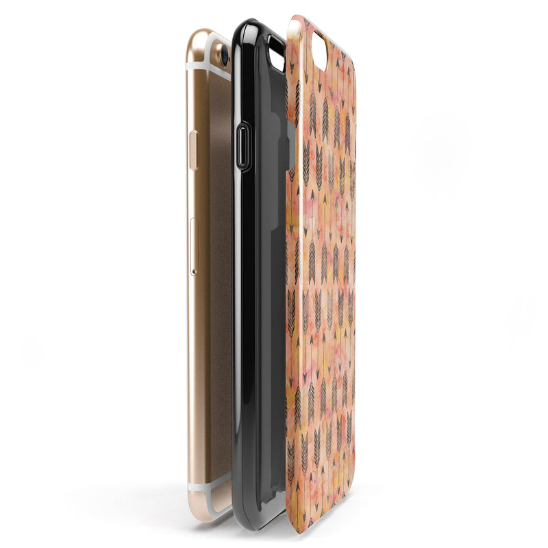 Igneous Black Tribal Arrow Pattern iPhone 6/6s or 6/6s Plus 2-Piece Hybrid INK-Fuzed Case