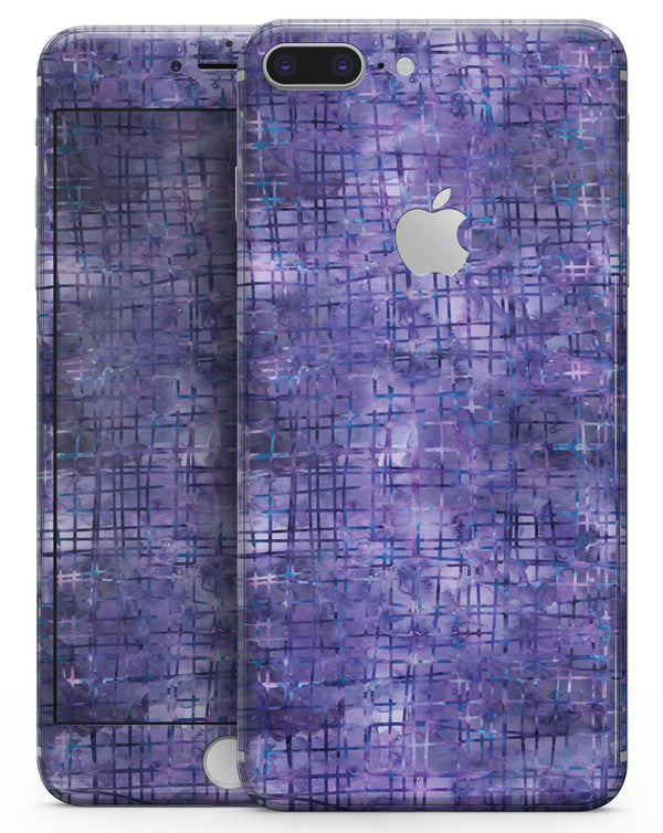 Indigo Watercolor Cross Hatch - Skin-kit for the iPhone 8 or 8 Plus