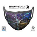 Inverted Abstract Colorful WaterColor Vivid Tree - Made in USA Mouth Cover Unisex Anti-Dust Cotton Blend Reusable & Washable Face Mask with Adjustable Sizing for Adult or Child