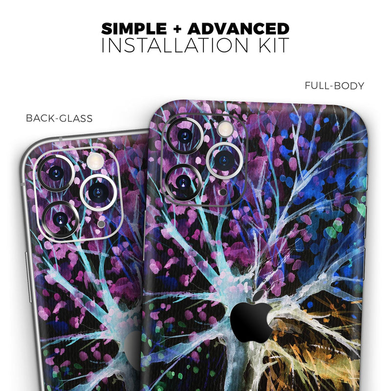 Inverted Abstract Colorful WaterColor Vivid Tree - Skin-Kit compatible with the Apple iPhone 12, 12 Pro Max, 12 Mini, 11 Pro or 11 Pro Max (All iPhones Available)