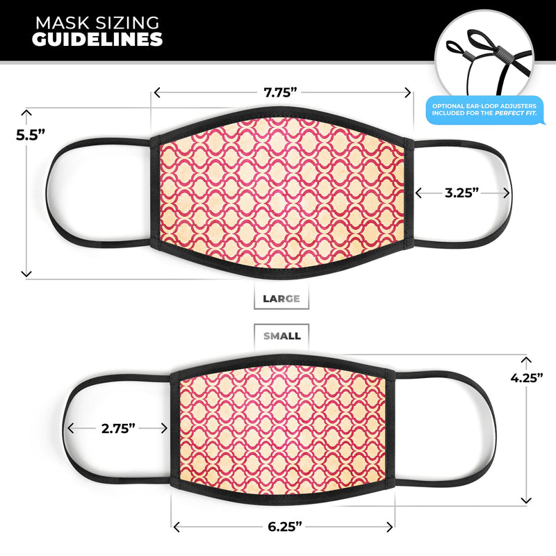 Inverted Pink and White Ovals Pattern - Made in USA Mouth Cover Unisex Anti-Dust Cotton Blend Reusable & Washable Face Mask with Adjustable Sizing for Adult or Child