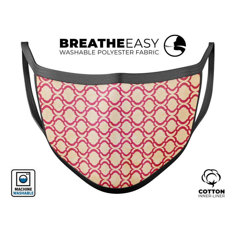 Inverted Pink and White Ovals Pattern - Made in USA Mouth Cover Unisex Anti-Dust Cotton Blend Reusable & Washable Face Mask with Adjustable Sizing for Adult or Child