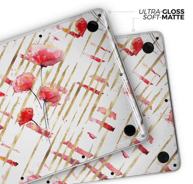 Karamfila Watercolo Poppies V10 - Skin Decal Wrap Kit Compatible with the Apple MacBook Pro, Pro with Touch Bar or Air (11", 12", 13", 15" & 16" - All Versions Available)