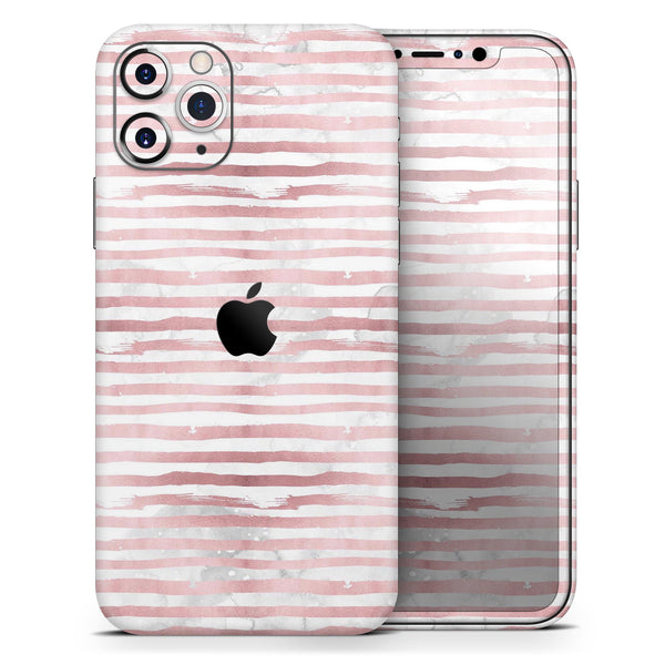 Karamfila Marble & Rose Gold Striped v5 - Skin-Kit compatible with the Apple iPhone 12, 12 Pro Max, 12 Mini, 11 Pro or 11 Pro Max (All iPhones Available)