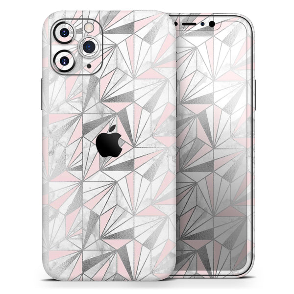 Karamfila Silver & Pink Marble V1 - Skin-Kit compatible with the Apple iPhone 12, 12 Pro Max, 12 Mini, 11 Pro or 11 Pro Max (All iPhones Available)