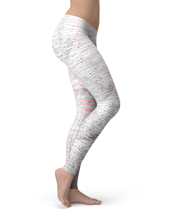Karamfila Silver & Pink Marble V10 - All Over Print Womens Leggings / Yoga or Workout Pants