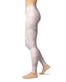 Karamfila Silver & Pink Marble V12 - All Over Print Womens Leggings / Yoga or Workout Pants