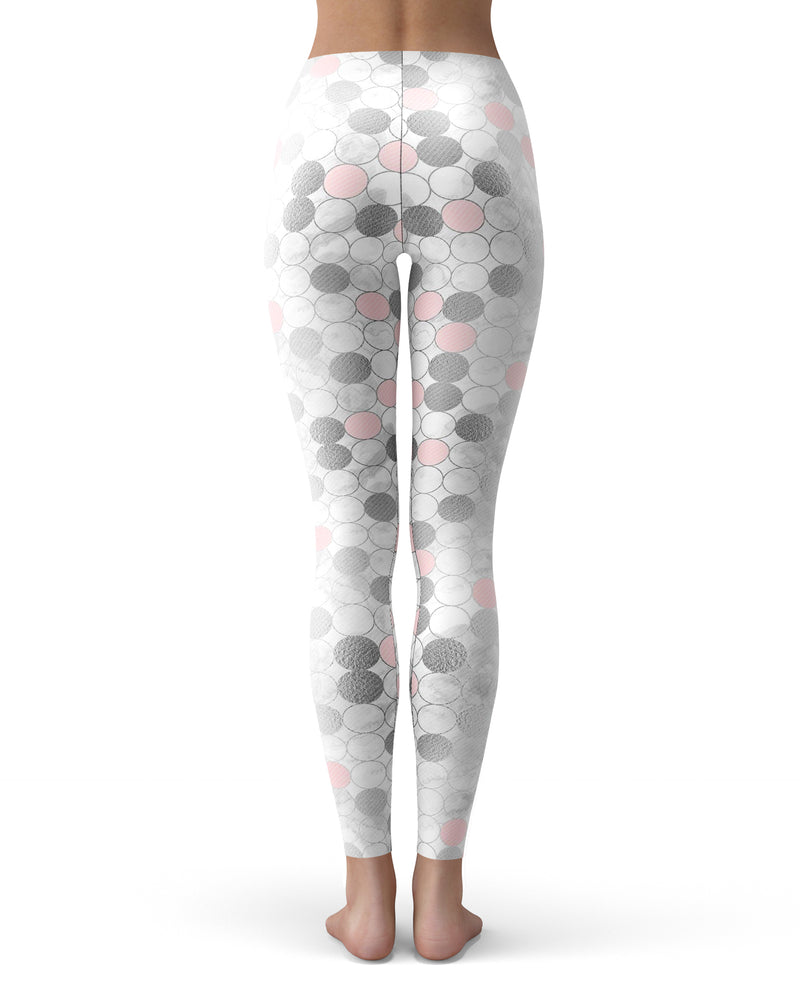 Karamfila Silver & Pink Marble V14 - All Over Print Womens Leggings / Yoga or Workout Pants