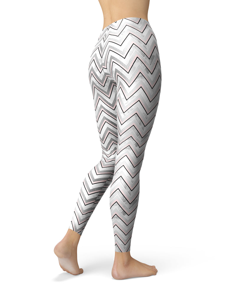 Karamfila Silver & Pink Marble V2 - All Over Print Womens Leggings / Yoga or Workout Pants