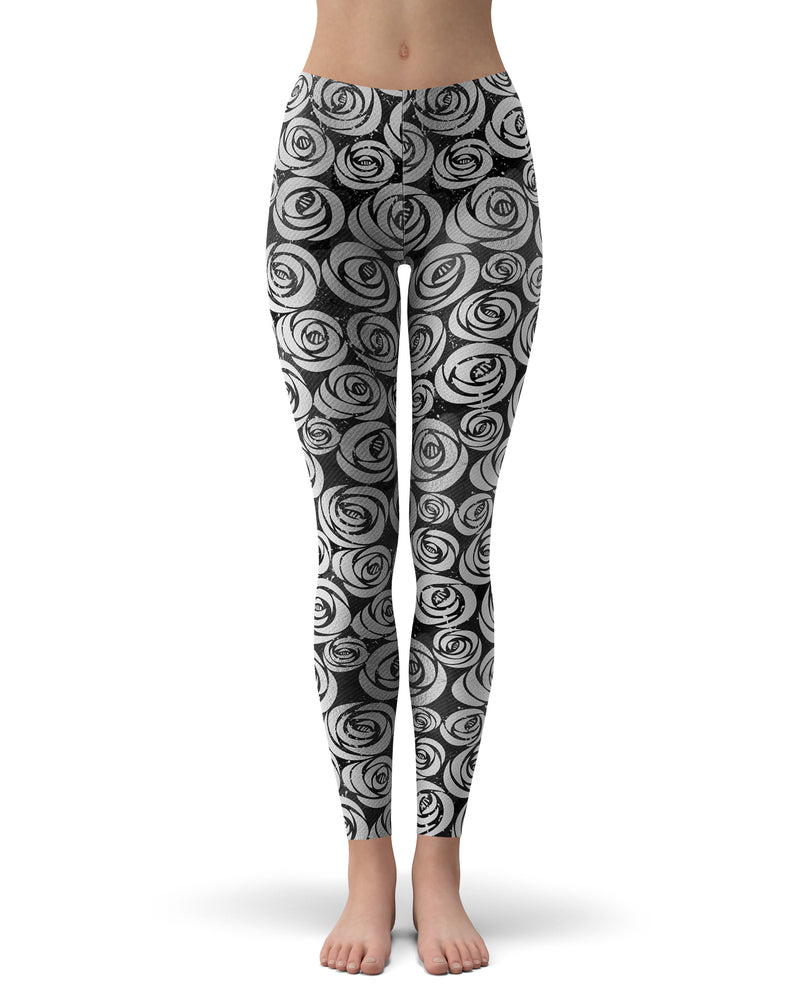 Karamfila Silver & Pink Marble V9 - All Over Print Womens Leggings / Yoga or Workout Pants