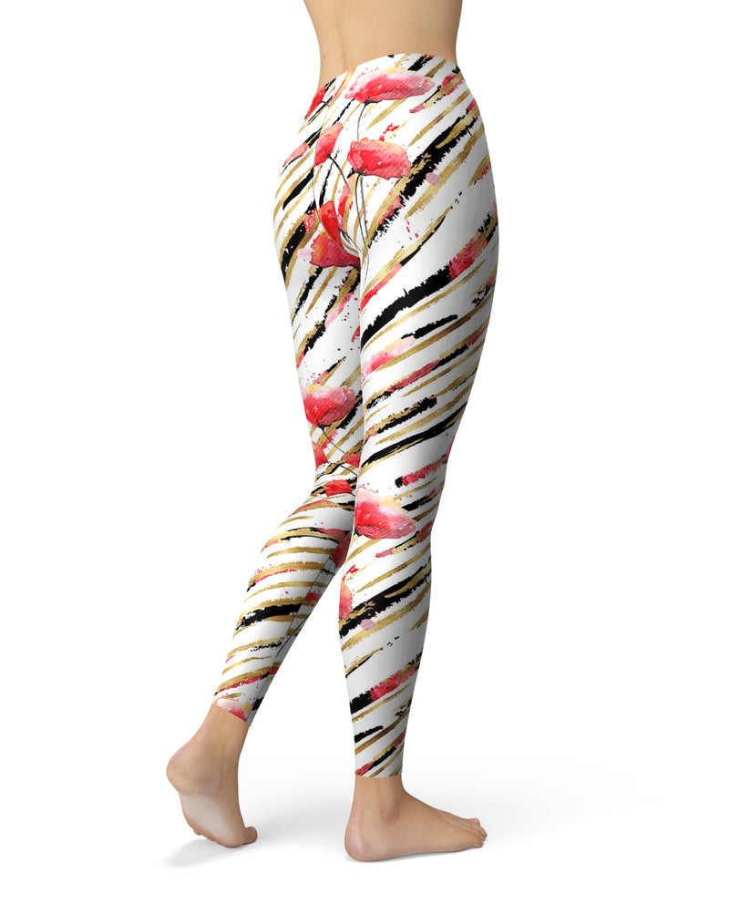 Karamfila Watercolo Poppies V12 - All Over Print Womens Leggings / Yoga or Workout Pants