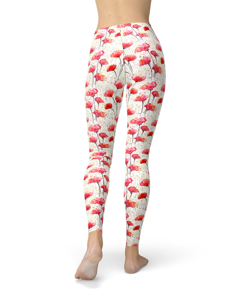 Karamfila Watercolo Poppies V14 - All Over Print Womens Leggings / Yoga or Workout Pants