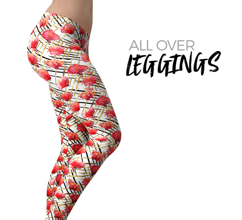 Karamfila Watercolo Poppies V24 - All Over Print Womens Leggings / Yoga or Workout Pants