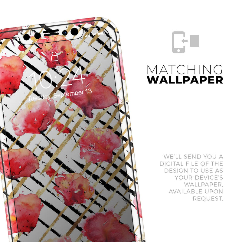 Karamfila Watercolo Poppies V25 - Skin-Kit compatible with the Apple iPhone 12, 12 Pro Max, 12 Mini, 11 Pro or 11 Pro Max (All iPhones Available)