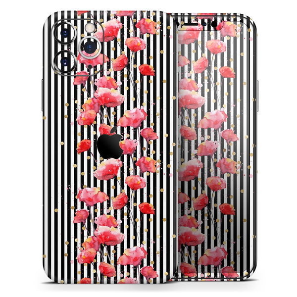 Karamfila Watercolo Poppies V27 - Skin-Kit compatible with the Apple iPhone 12, 12 Pro Max, 12 Mini, 11 Pro or 11 Pro Max (All iPhones Available)