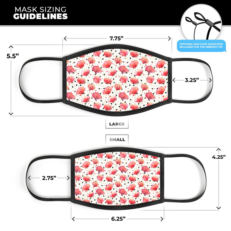 Karamfila Watercolo Poppies V3 - Made in USA Mouth Cover Unisex Anti-Dust Cotton Blend Reusable & Washable Face Mask with Adjustable Sizing for Adult or Child