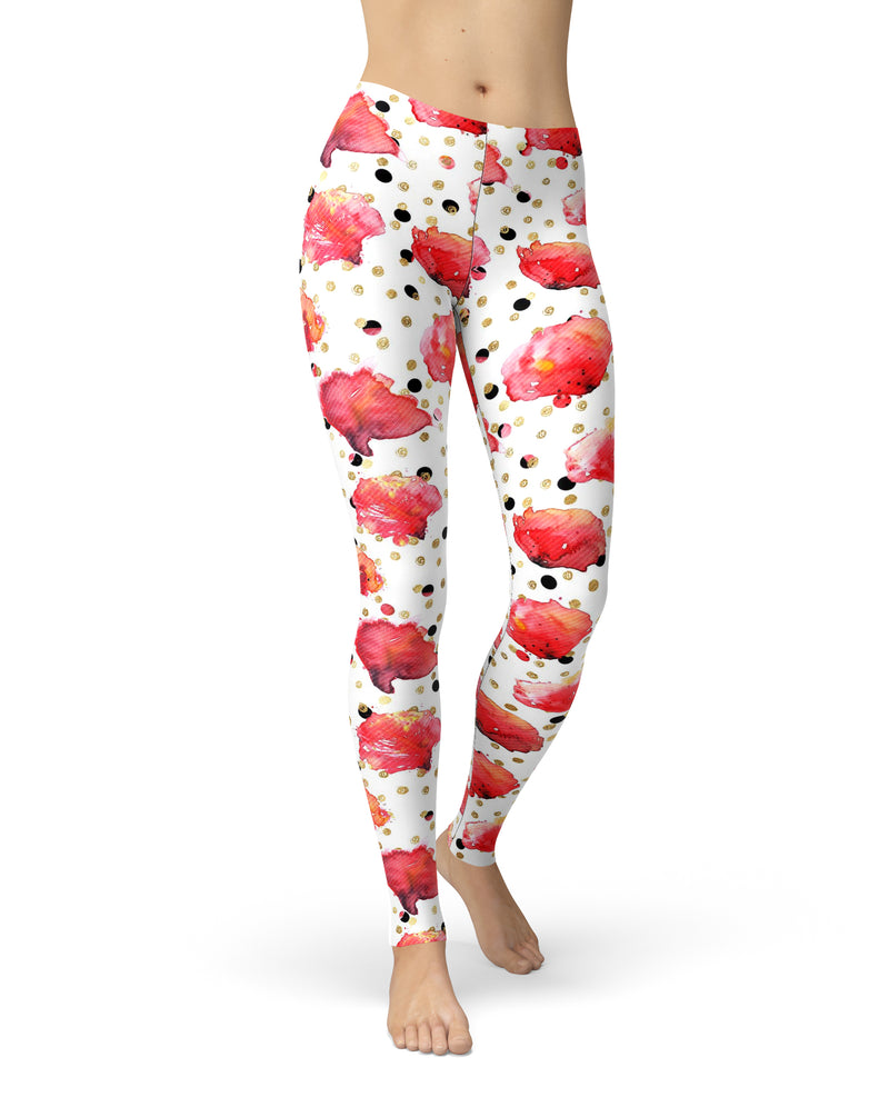 Karamfila Watercolo Poppies V4 - All Over Print Womens Leggings / Yoga or Workout Pants