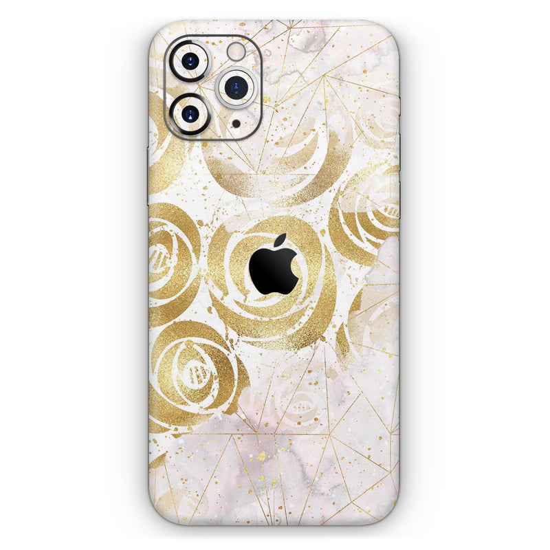 Karamfila Watercolor & Gold V14 - Skin-Kit compatible with the Apple iPhone 12, 12 Pro Max, 12 Mini, 11 Pro or 11 Pro Max (All iPhones Available)