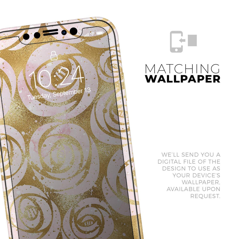 Karamfila Watercolor & Gold V1 - Skin-Kit compatible with the Apple iPhone 12, 12 Pro Max, 12 Mini, 11 Pro or 11 Pro Max (All iPhones Available)